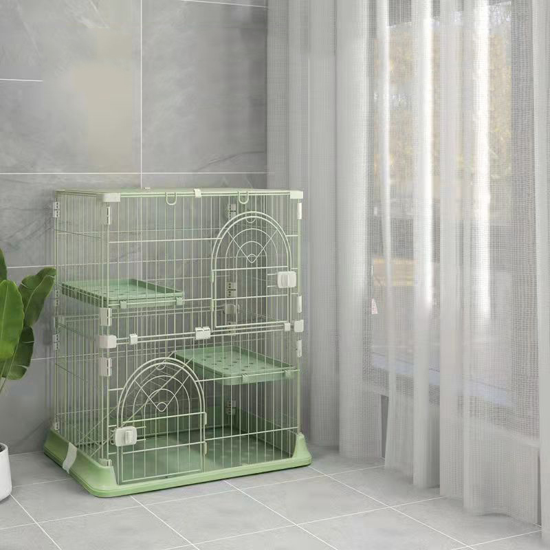 Cat Cage Kennel Stainless Steel 2 Layers Pet Cat Metal Cage for Pets