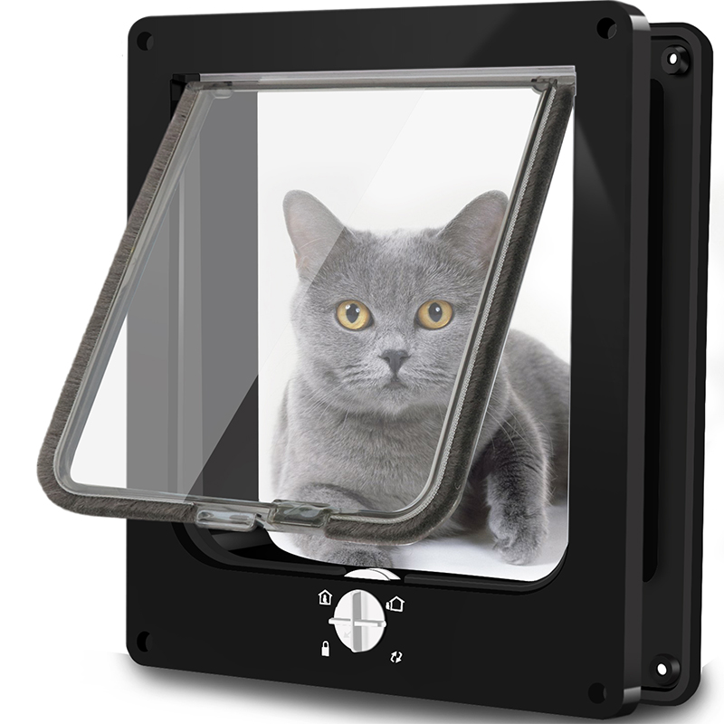 Pet Flap 4-Way Locking Magnetic Home Dog Cat Door Tough ABS Pet Cat Door for Dog and Cat