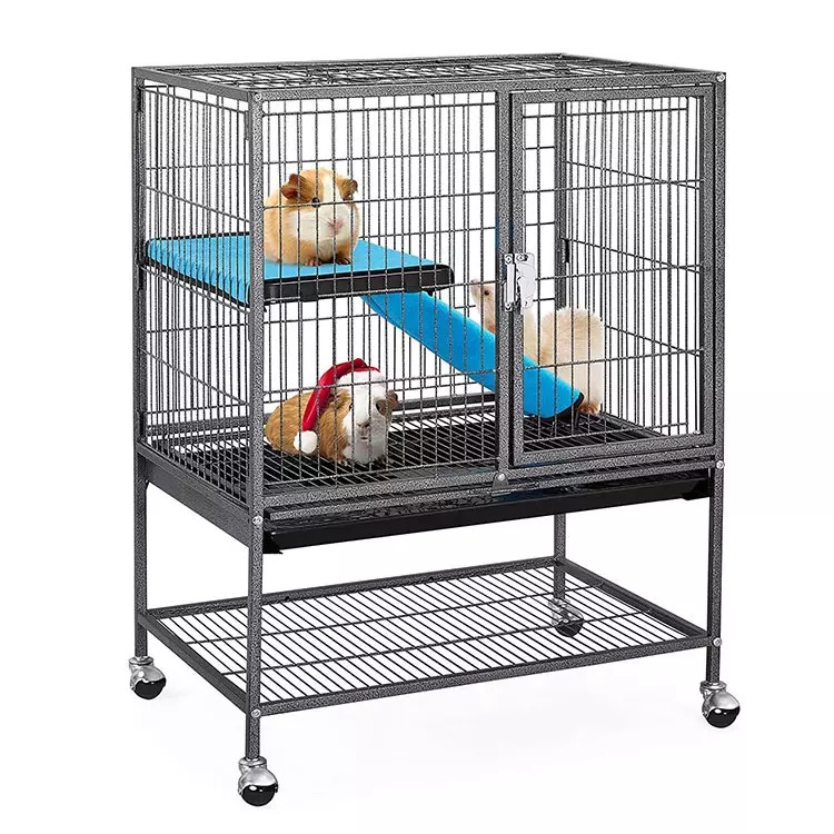 Factory Supplier Pet Cage Large Kennel High Strength Cat Indoor Villa House Metal Pet Cat Carrier Cages with Wheels
