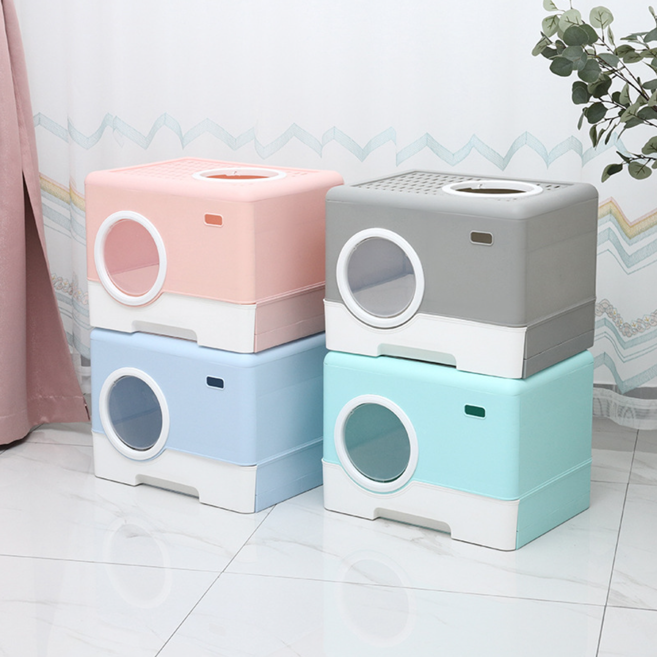 Easy-to-clean cat toilet drawer type plastic cat litter box