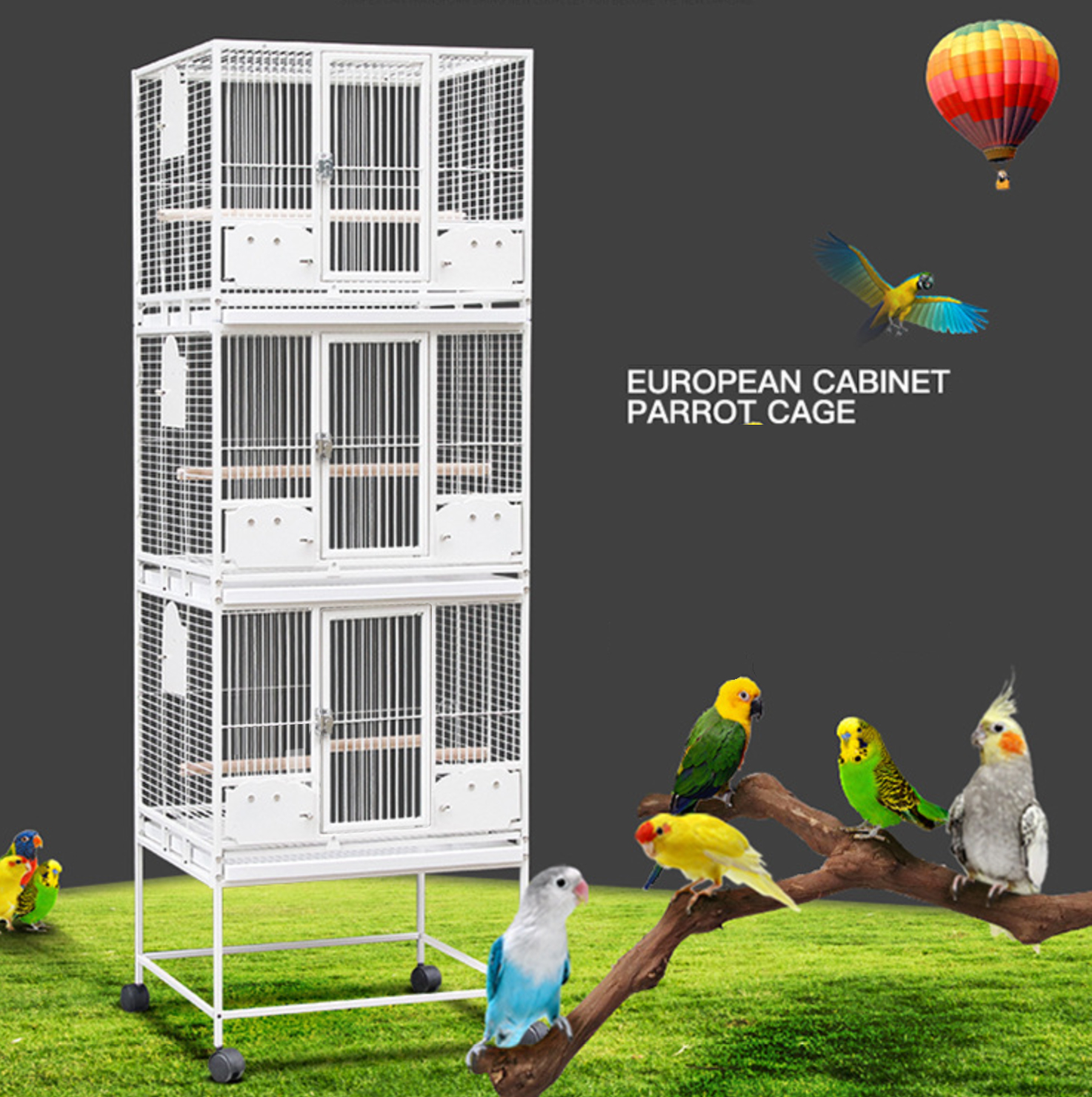 Wholesales Twin Dual Double Large Pet Bird Cage Parrot Cockatoo Aviary with Removable Wheels Bird Cage
